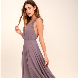 Lulu’s Dusty Purple/Lilac Backless Maxi Dress